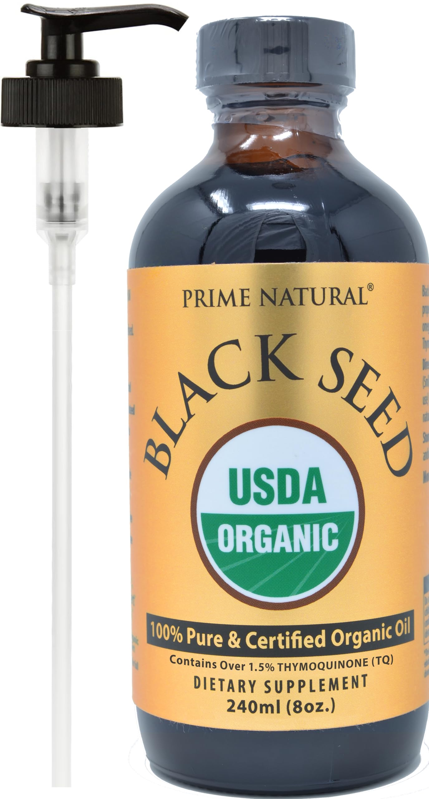 PRIME NATURAL Organic Black Seed Oil Cold Pressed Cumin Seed Oil 8oz