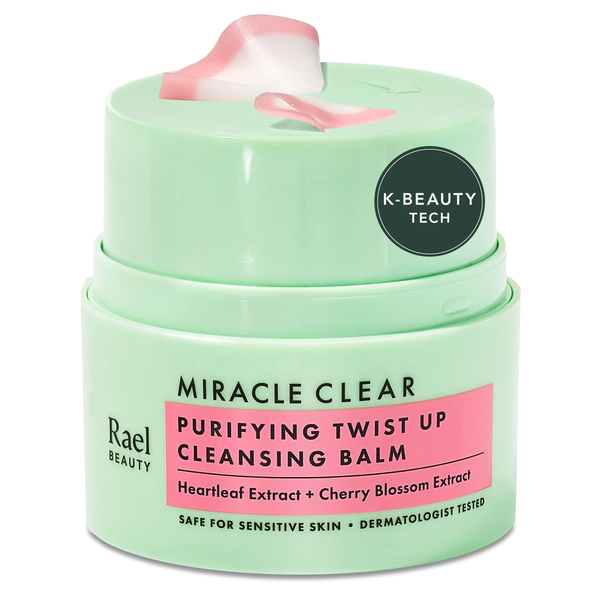 Rael Miracle Clear Facial Cleanser face wash tube showing the cleansing balm, 1.69 oz, with clean, minimalist packaging.