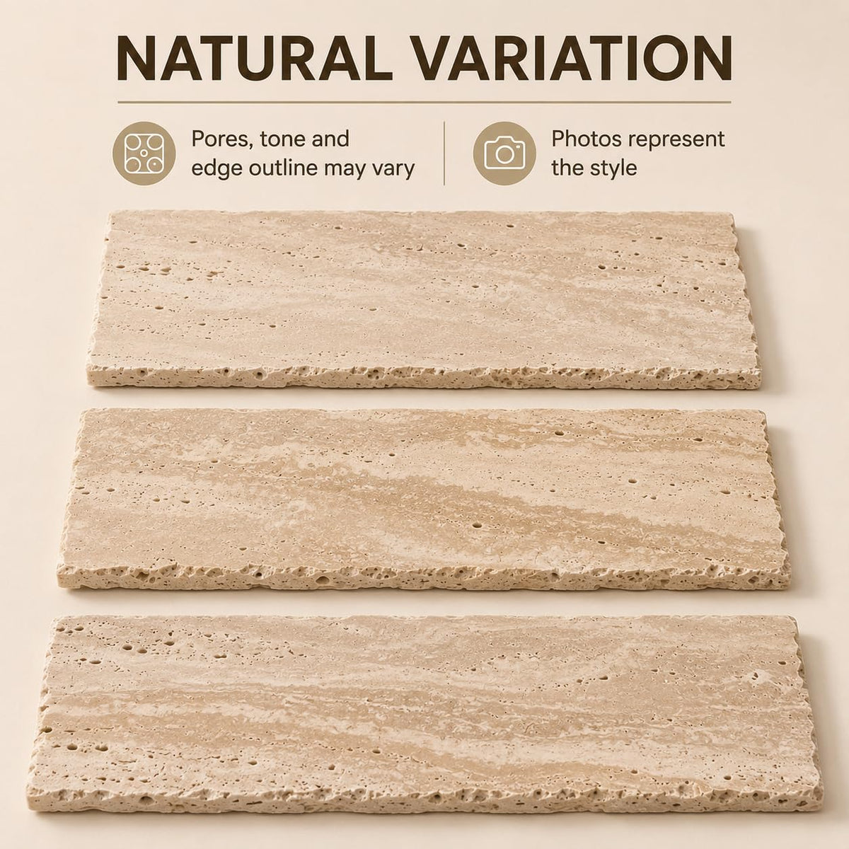 SIRIZEN-DIVING Natural Edge Travertine Jewelry Tray, Single 30 x 15 cm Slab – back view and specifications