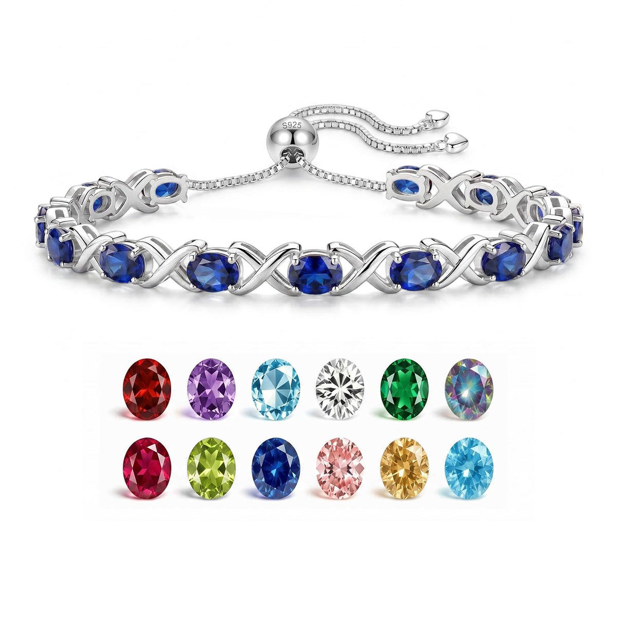 Sterling Silver Birthstone Tennis Bracelets for Women - ETERMBOL Official Imagery - 1