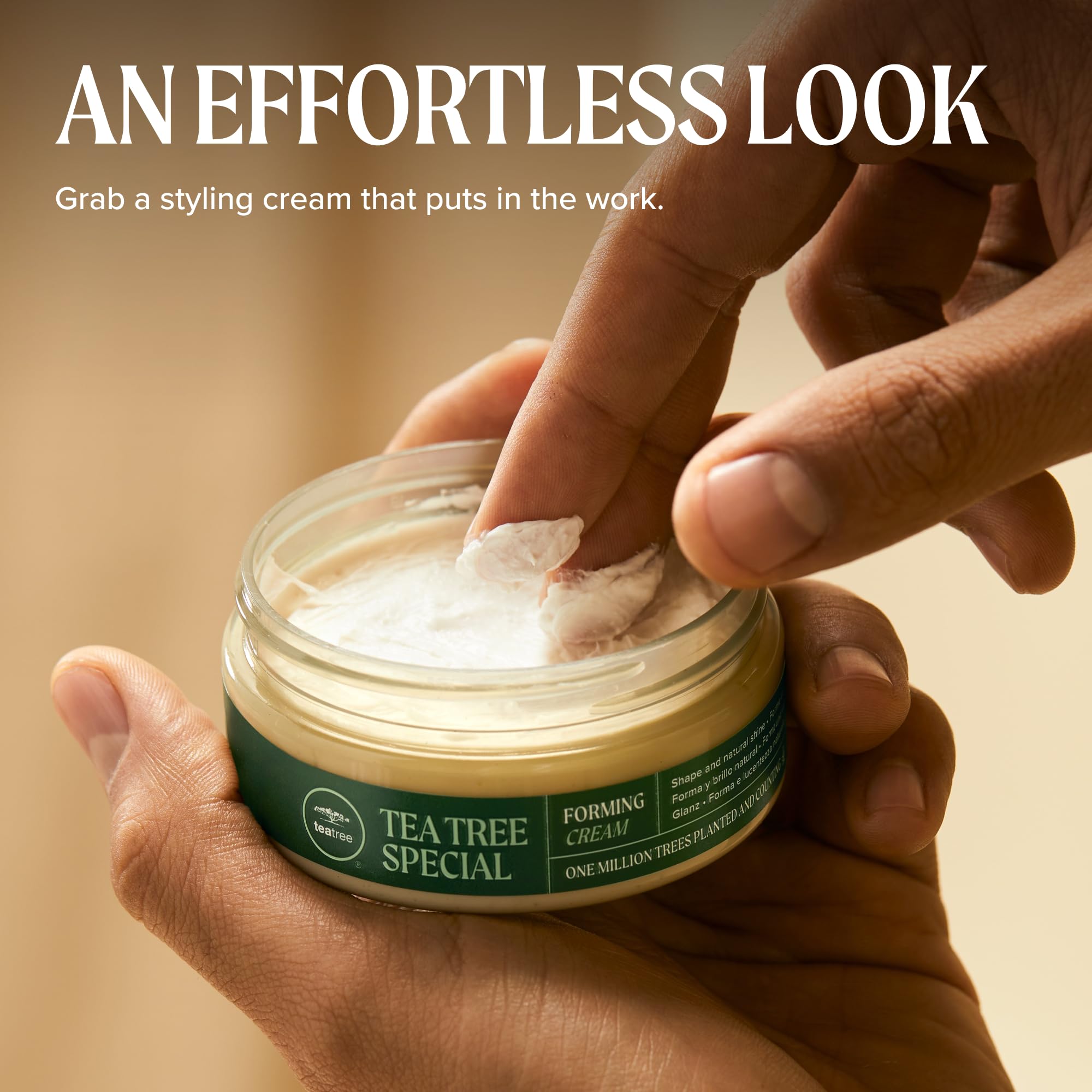 Tea Tree Hair Styling Agent in 3 oz tube, flexible hold forming cream for styling and shaping hair.