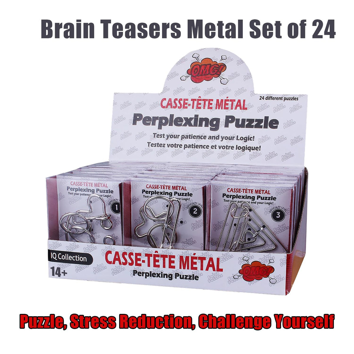24PCS Metal Brain Teaser Puzzle Set IQ Collection Perplexing - AERFGDE Official Imagery - 4