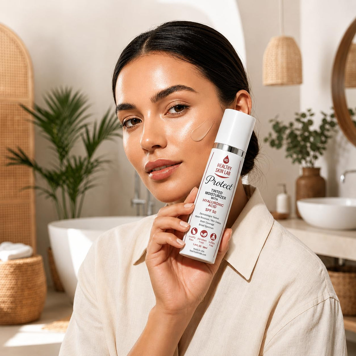 Healthy Skin Lab Protect Tinted Moisturizer SPF 50, Sheer Universal Tint, Lightweight Hydrating Mineral Sunscreen for Fa