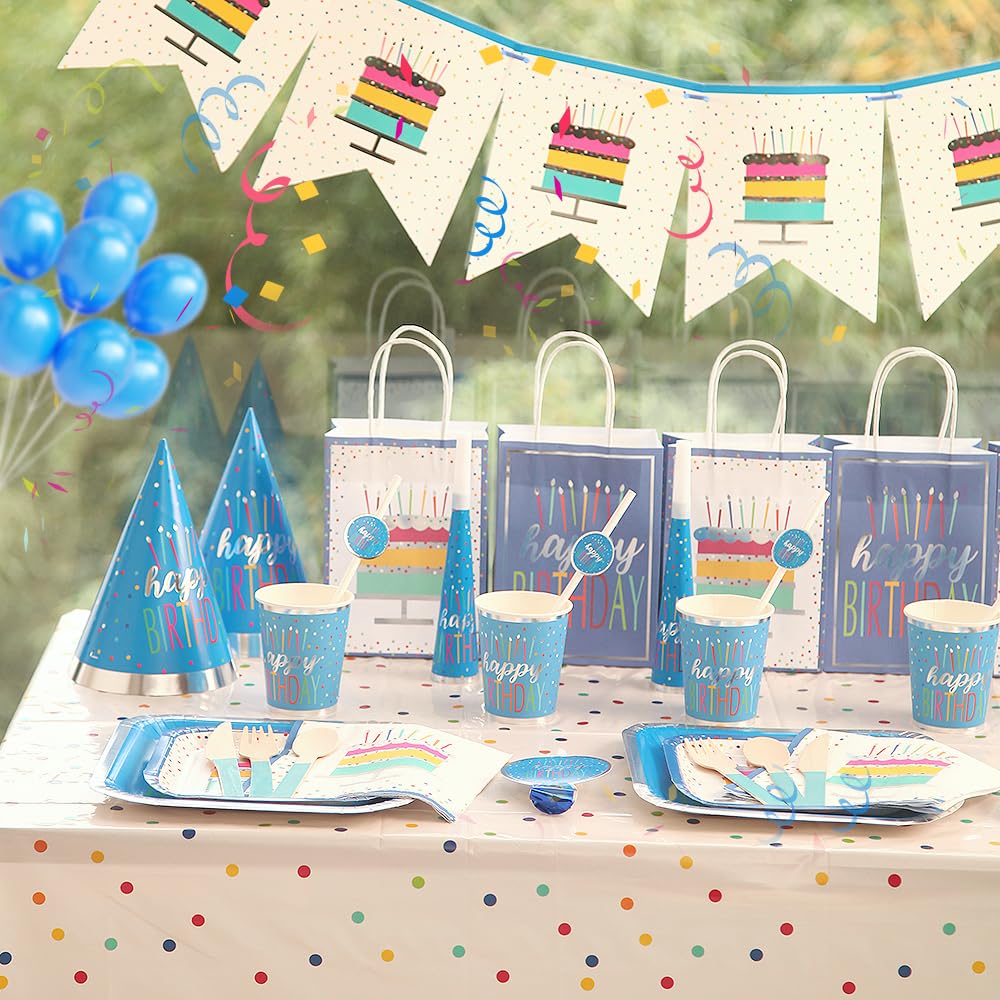 Party Ready Deluxe Birthday Party Supplies Set – Complete Decoration Bundle with Tableware, Drinkware, Banner, Cake Topp