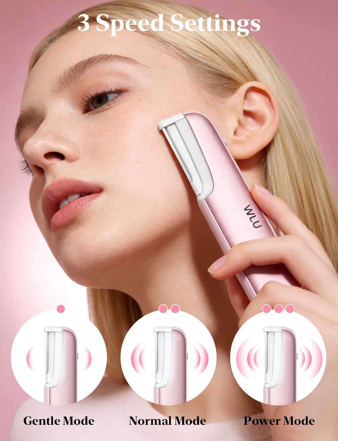 WLU Dermaplane Razor for Women Face, Dermaplaning Tool for Face Pure Pink – full view