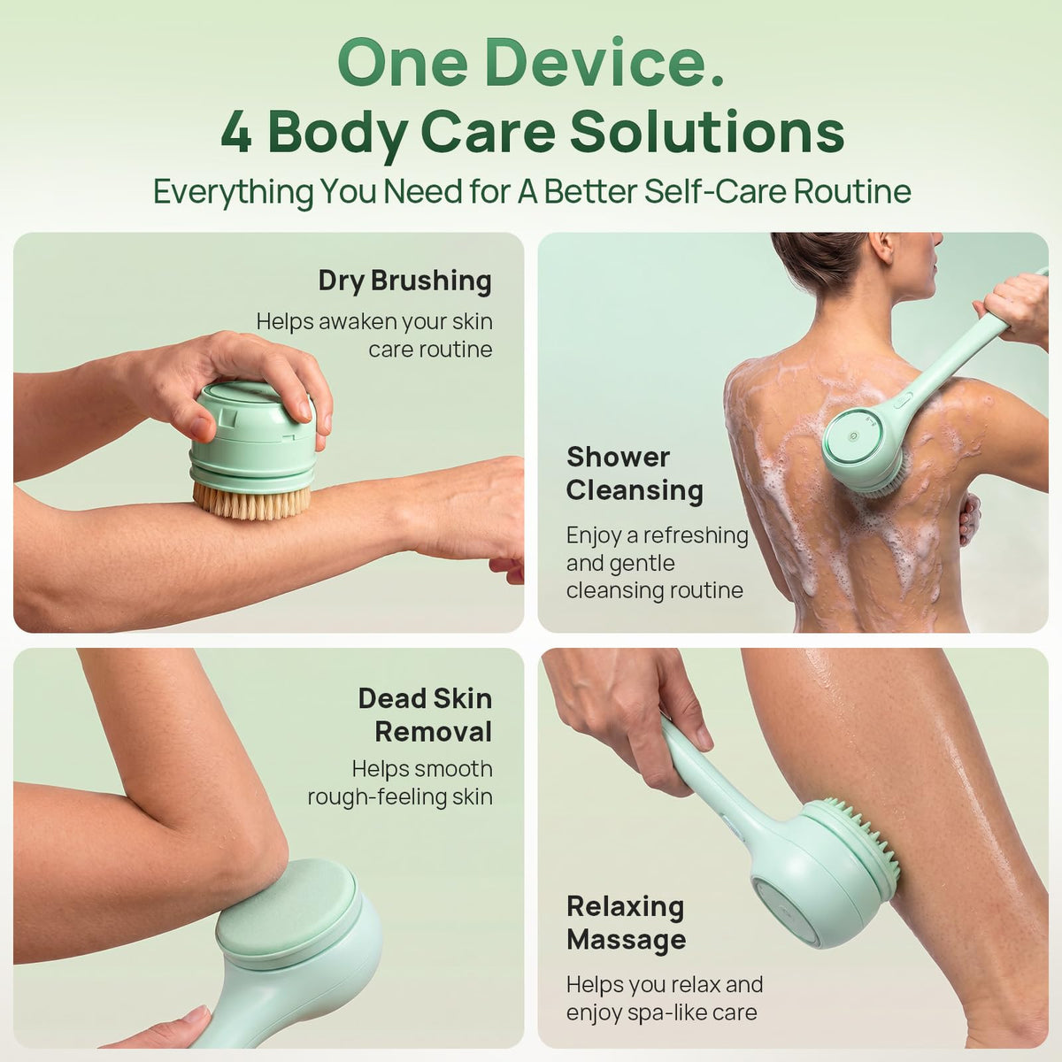 Electric Dry Brush 5 in 1 Waterproof Body Scrubber with - ROLLERSTONE Official Imagery - 4