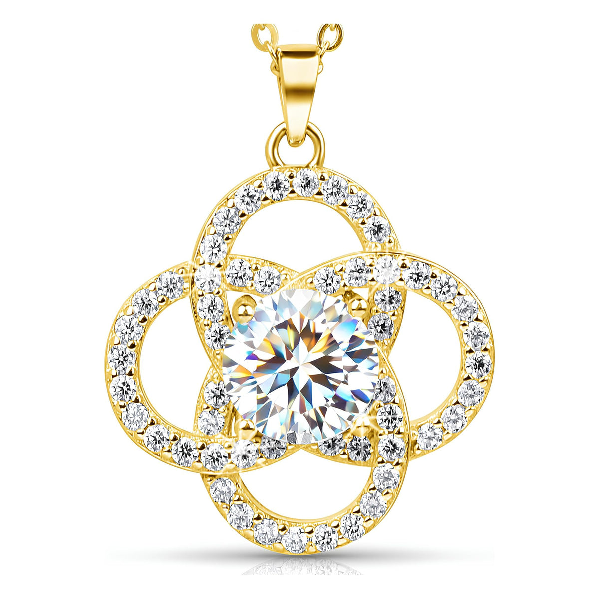 SOULVAYA Moissanite Pendant Necklace for Women – Amulet Symbolizing Safety, Love, Prosperity and Well-Being, Sterling Si