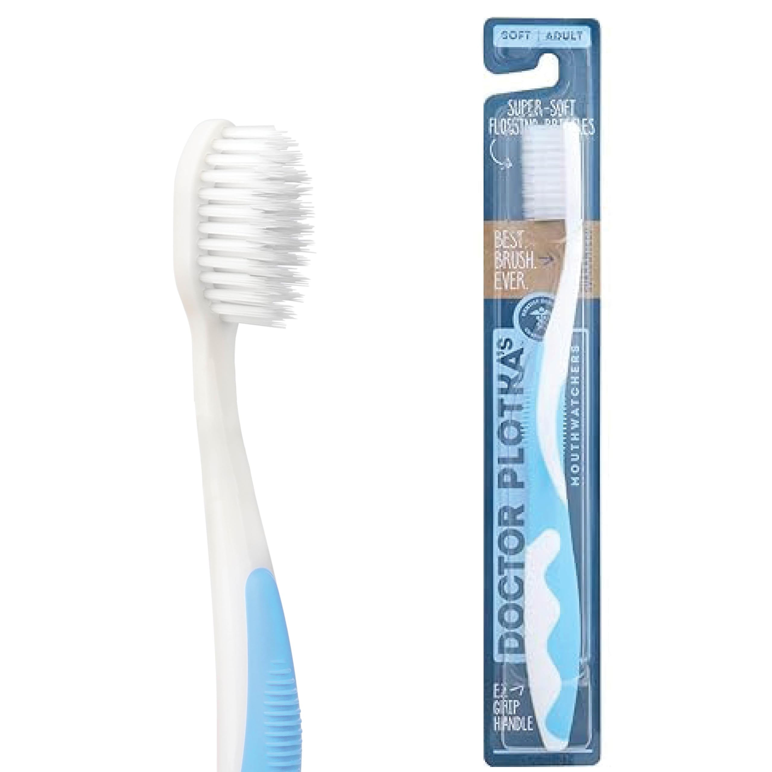 MOUTHWATCHERS Soft Manual Toothbrush, Adults, Flossing Bristles, - Product Imagery