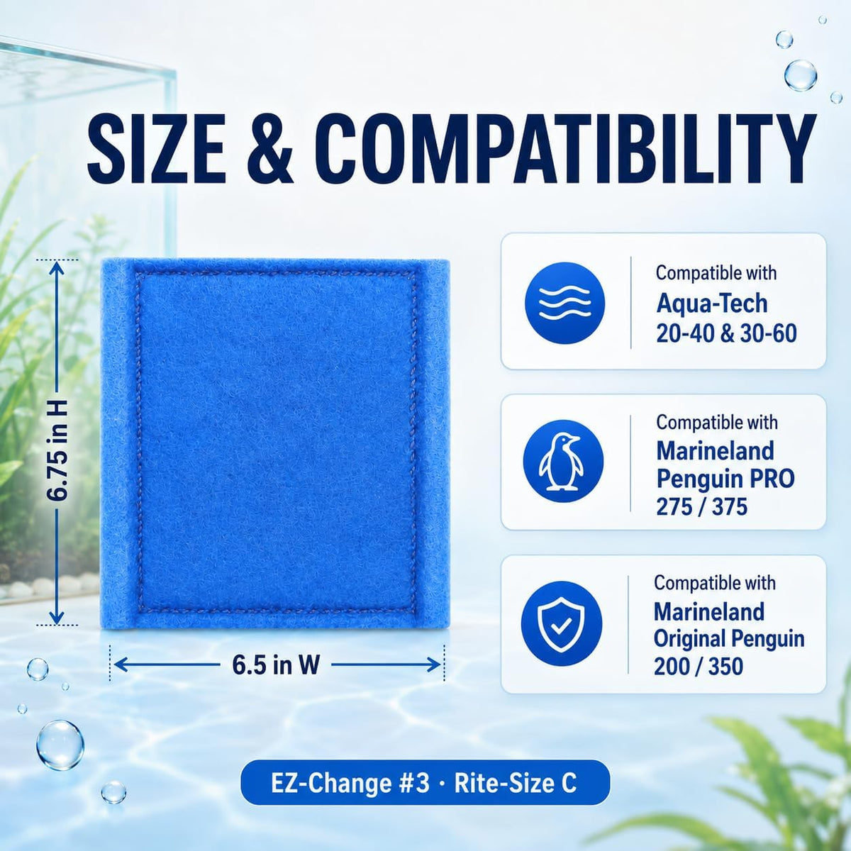 Hedday Filter Cartridges Compatible with Aqua-Tech 30-60/20-40, Fish Tank Filters – close-up detail in Blue-12PCS