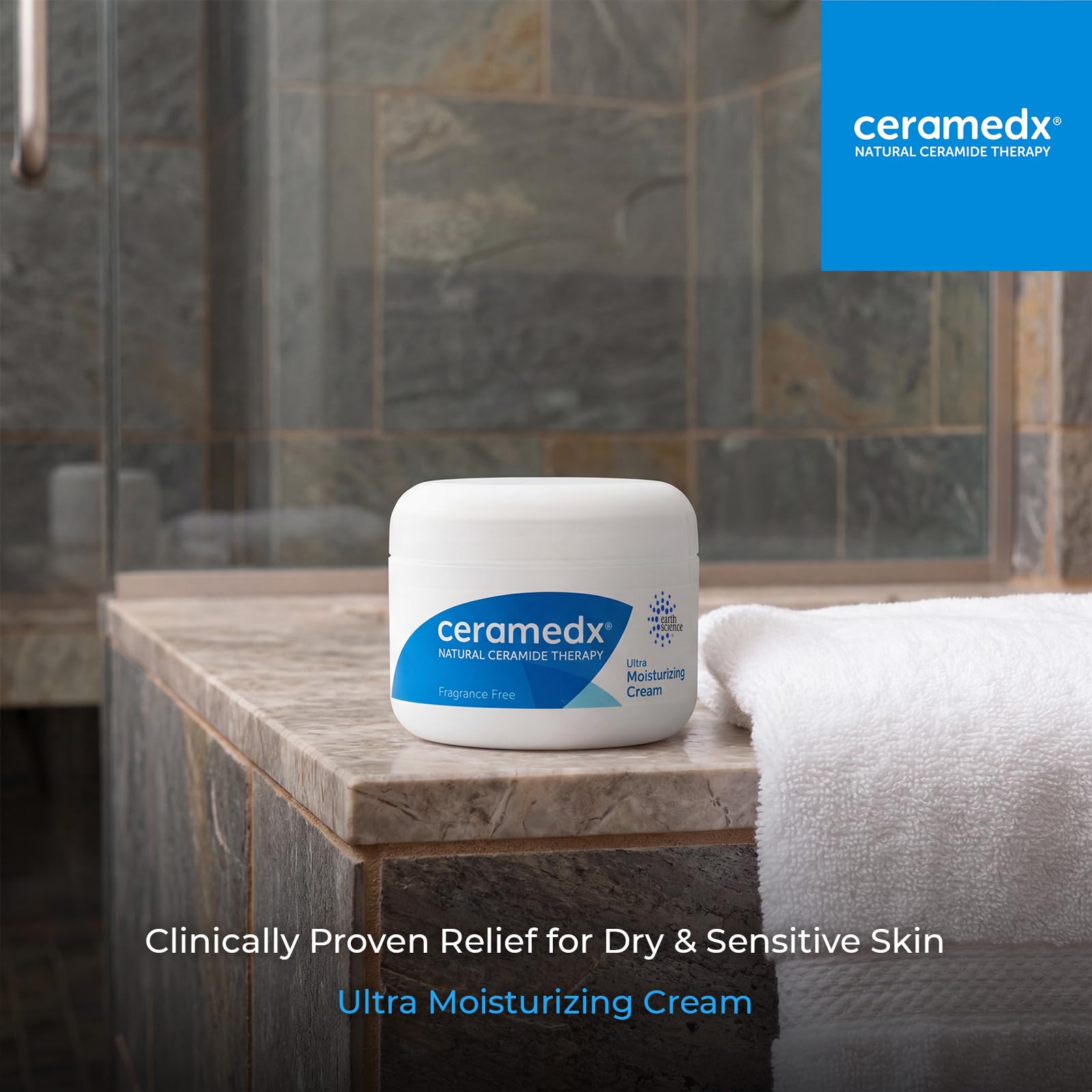 Ceramedx Ultra Moisturizing Ceramide Body Cream in a 6 oz jar, unscented skin moisturizer with nourishing ceramides.