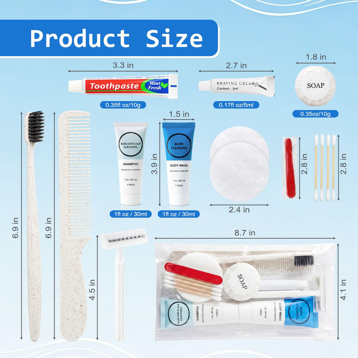 40 Kits Travel Toiletry Kit Bulk 9 in 1 Disposable Personal - HQSLsund Official Imagery - 3