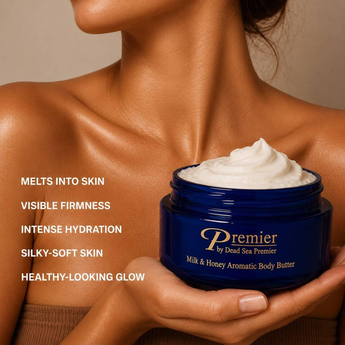 Premier Dead Sea Anti-Aging Body Cream - Milk & Honey 5.95 Fl Oz – back view and specifications