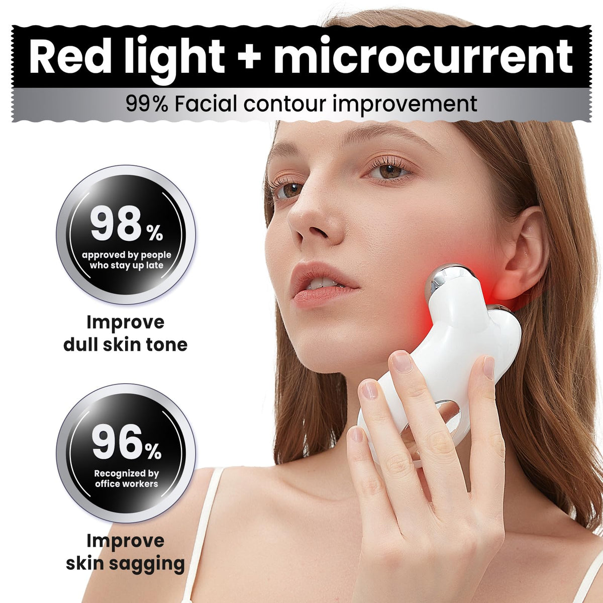 Microcurrent Facial Device Latest Red Light Technology - Hunvva Official Imagery - 3
