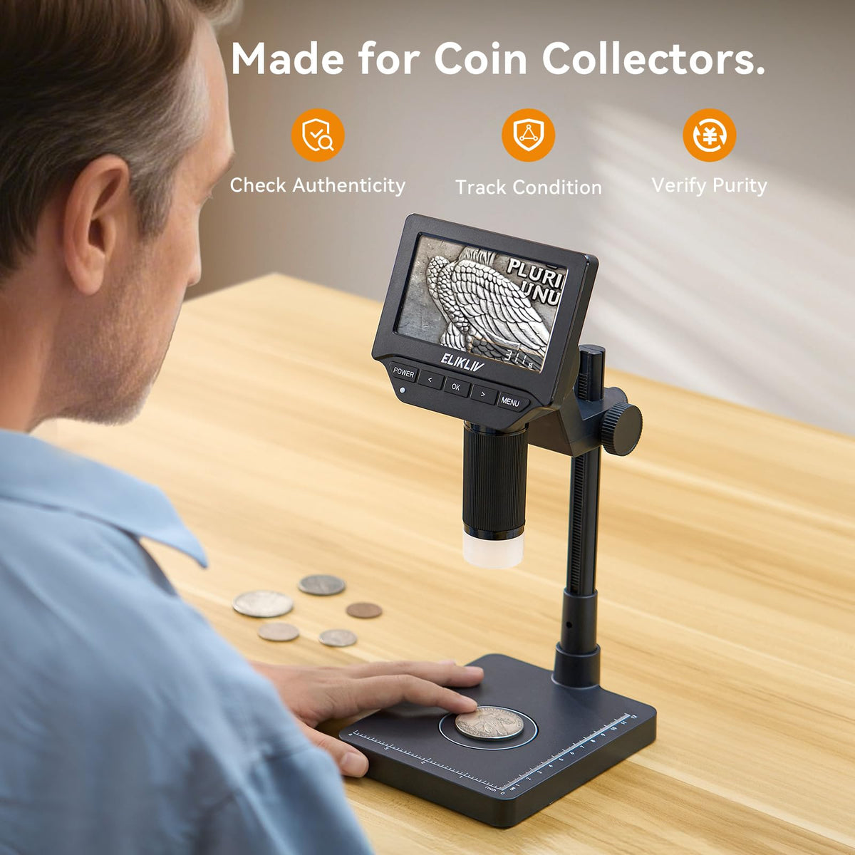 Elikliv EDM4C Coin Microscope with Scale 4 3 Weighing - Elikliv Official Imagery - 6