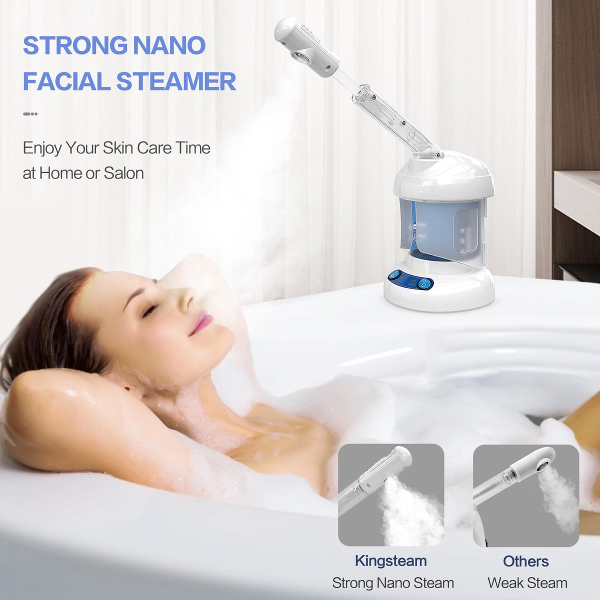 Kingsteam Facial Steamer, Ozone Nano Ionic Face Steamer for Deep Cleaning – alternate angle