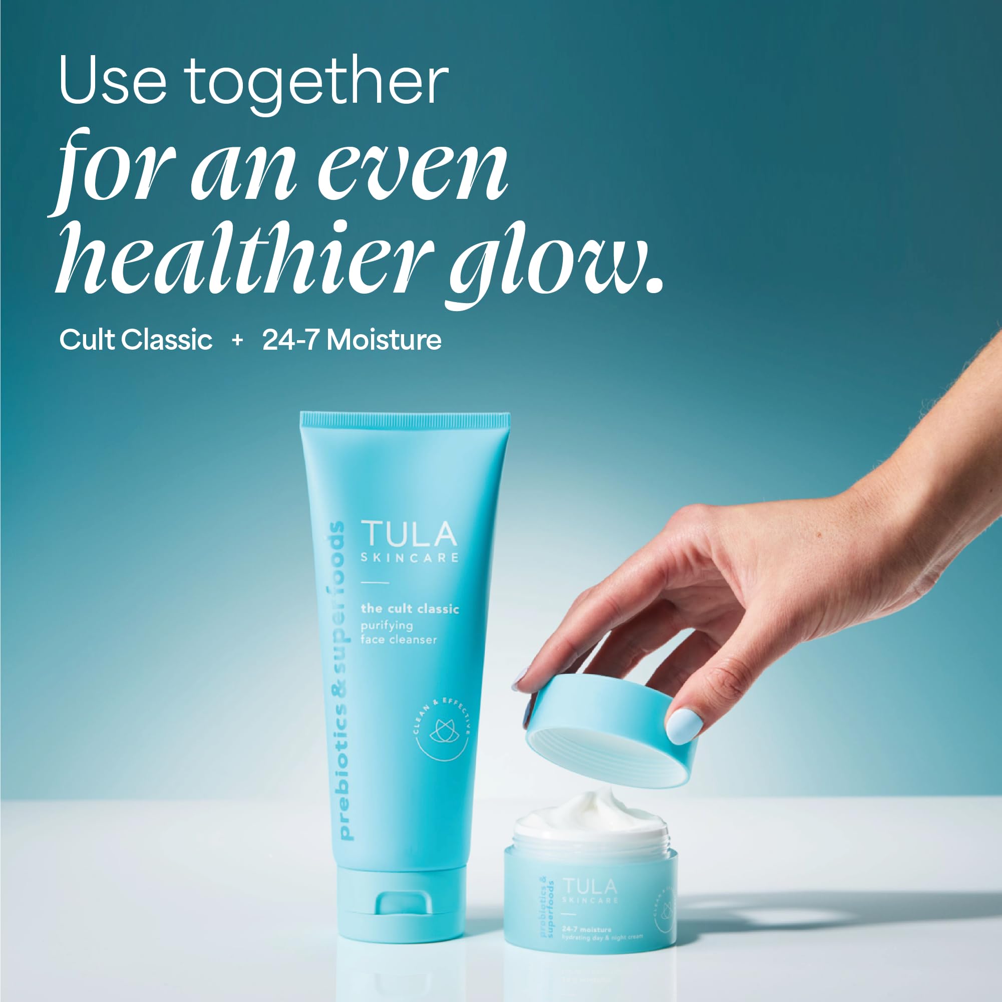 TULA Cult Classic Purifying Face Cleanser in a 6.7 fl oz bottle, deep cleanses pores with prebiotic extracts and turmeric.