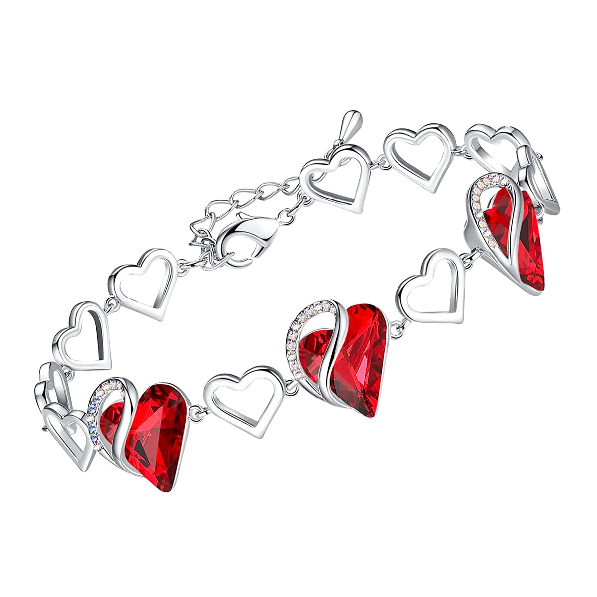Leafael Infinity Love Heart Gift Bracelet for Women, Birthstone or Healing Stone Crystal, Silver Tone Birthday Jewelry f