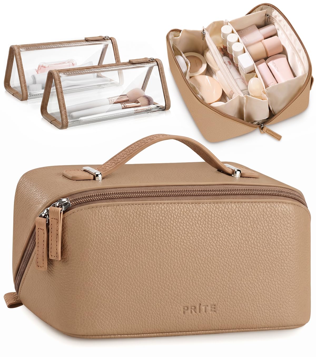 Prite 3 Pcs Makeup Bag Set Travel Toiletry Bag Cosmetic Organizer for Women – product photo (Cosmetic Bags)