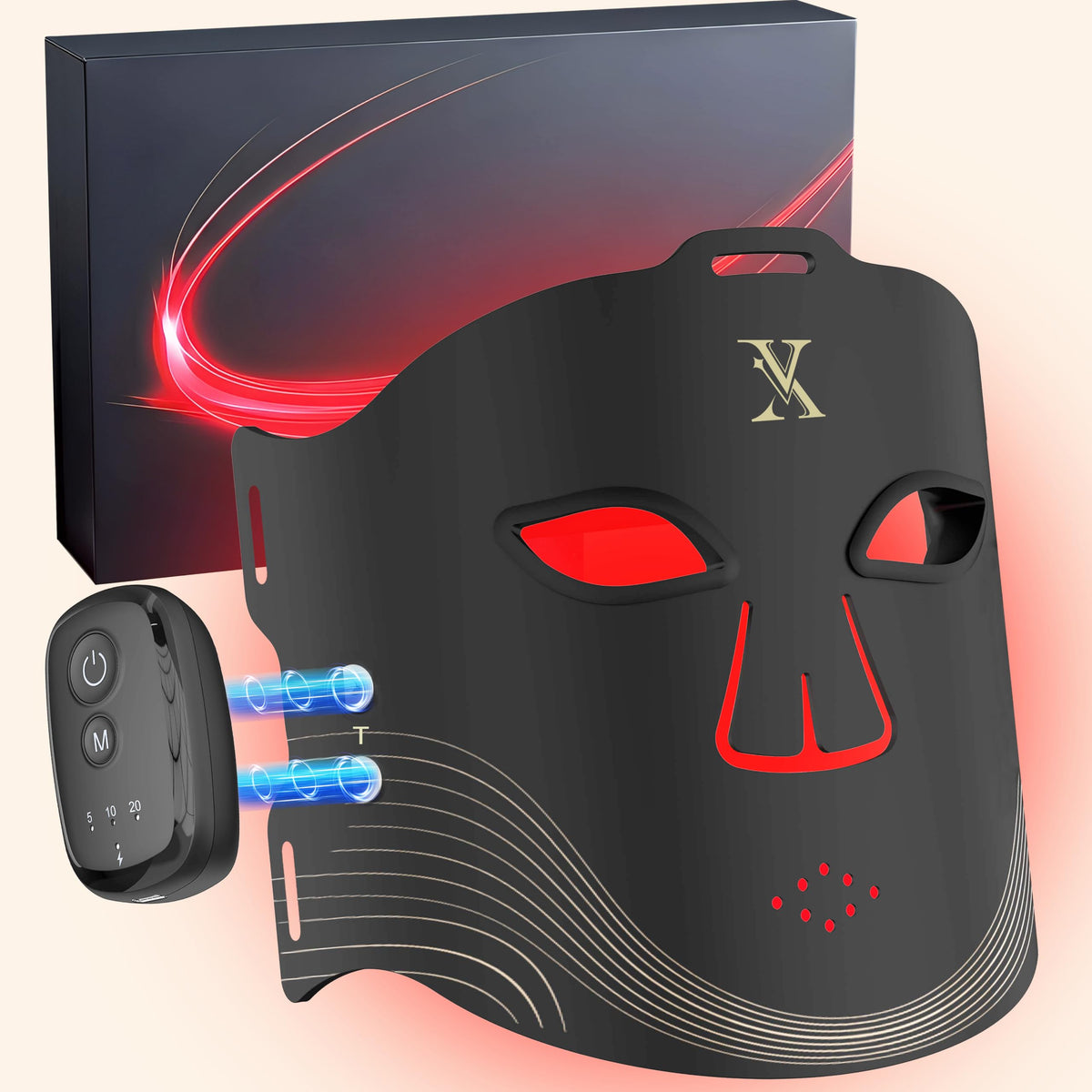 X-Vitalis Wireless LED Light Therapy Mask for Face & Lip Care, 4-Core LED Beads, Food-Grade Silicone, Portable Rechargea