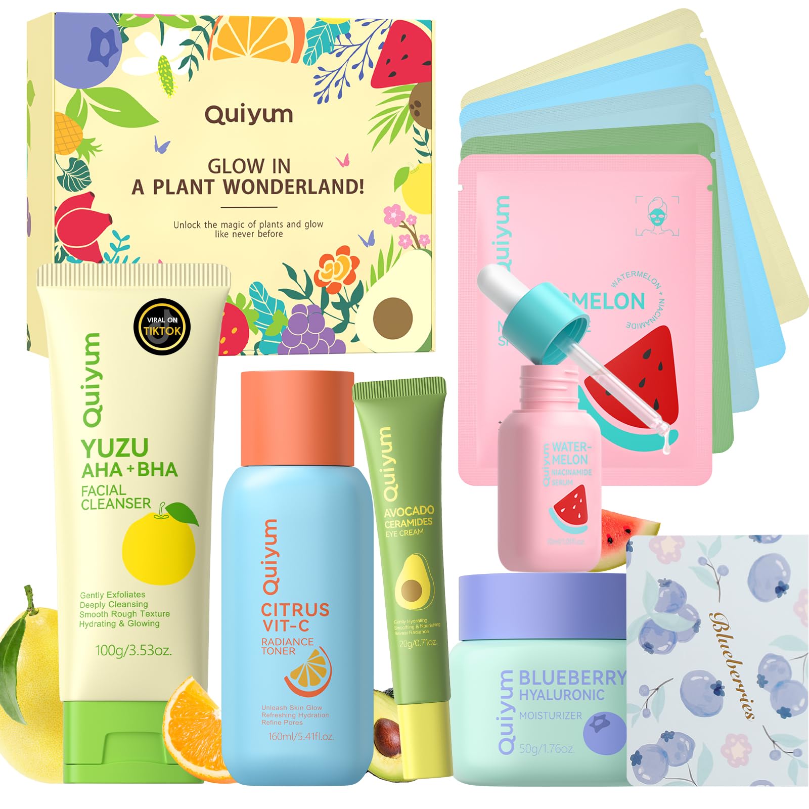 QUIYUM Fruit Skin Care Sets, Beauty Routine Skincare Gifts for - Product Imagery