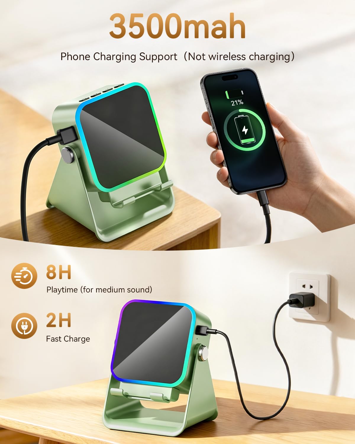 MILOUZ Gifts for Men Tech Gadgets Wireless Induction Speaker with Phone Stand – alternate angle
