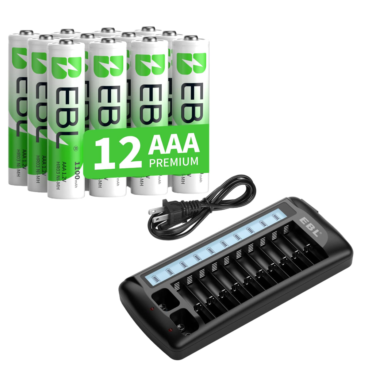 EBL Rechargeable AAA Batteries 1100mAh Ni MH AAA Batteries - EBL Official Imagery - 1