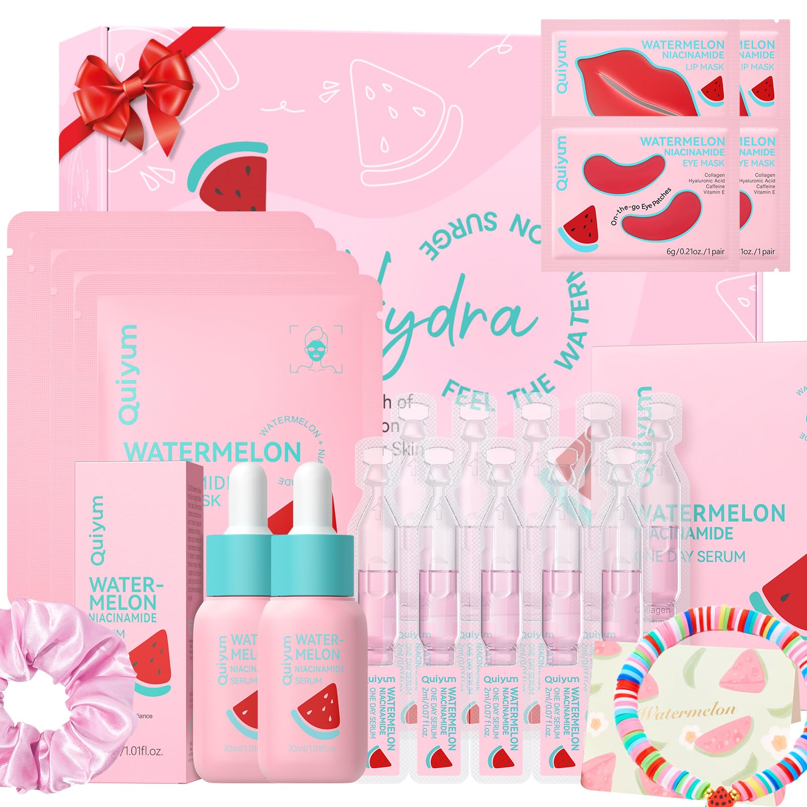 QUIYUM Watermelon & Niacinamide Skincare Set for Women Teens - Product Imagery