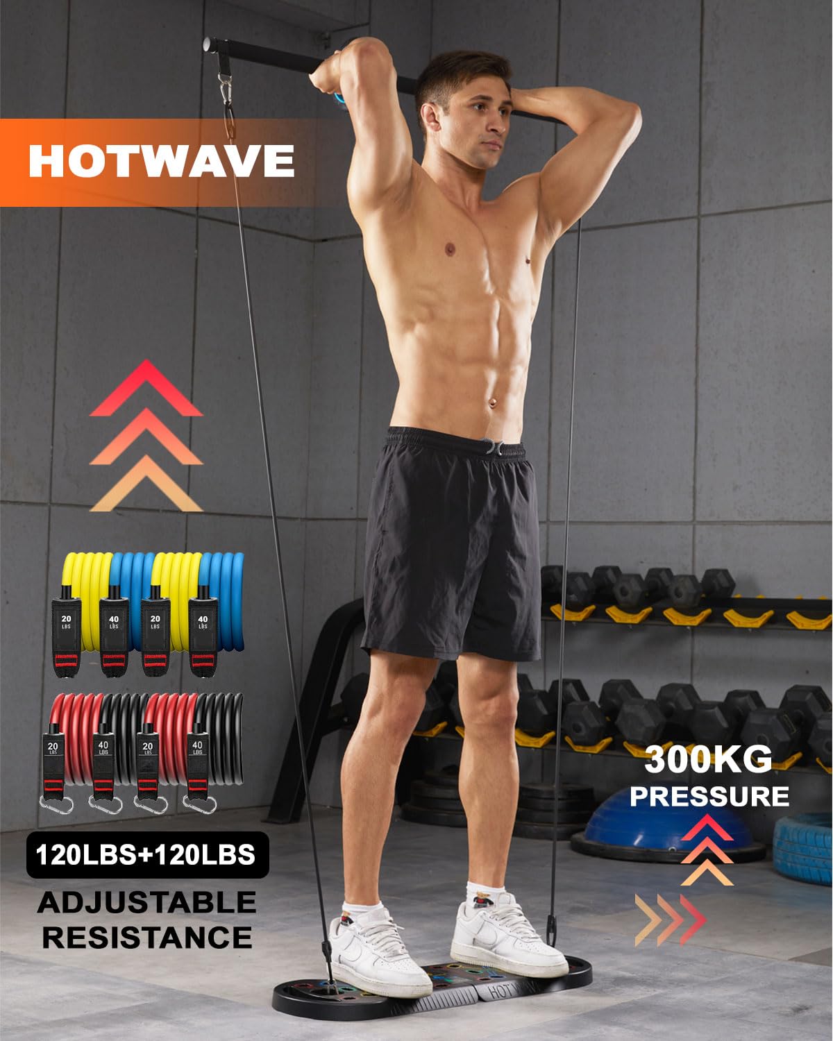 HOTWAVE Push Up Board, Portable PushUp Board, Foldable 20 in 1 Push Up Bar – full view