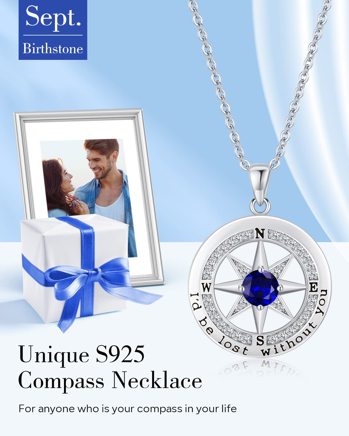Gifon Compass Necklace Women, Gifts Anniversary Wife, 925 Silver Love Jewelry Her – packaging and label