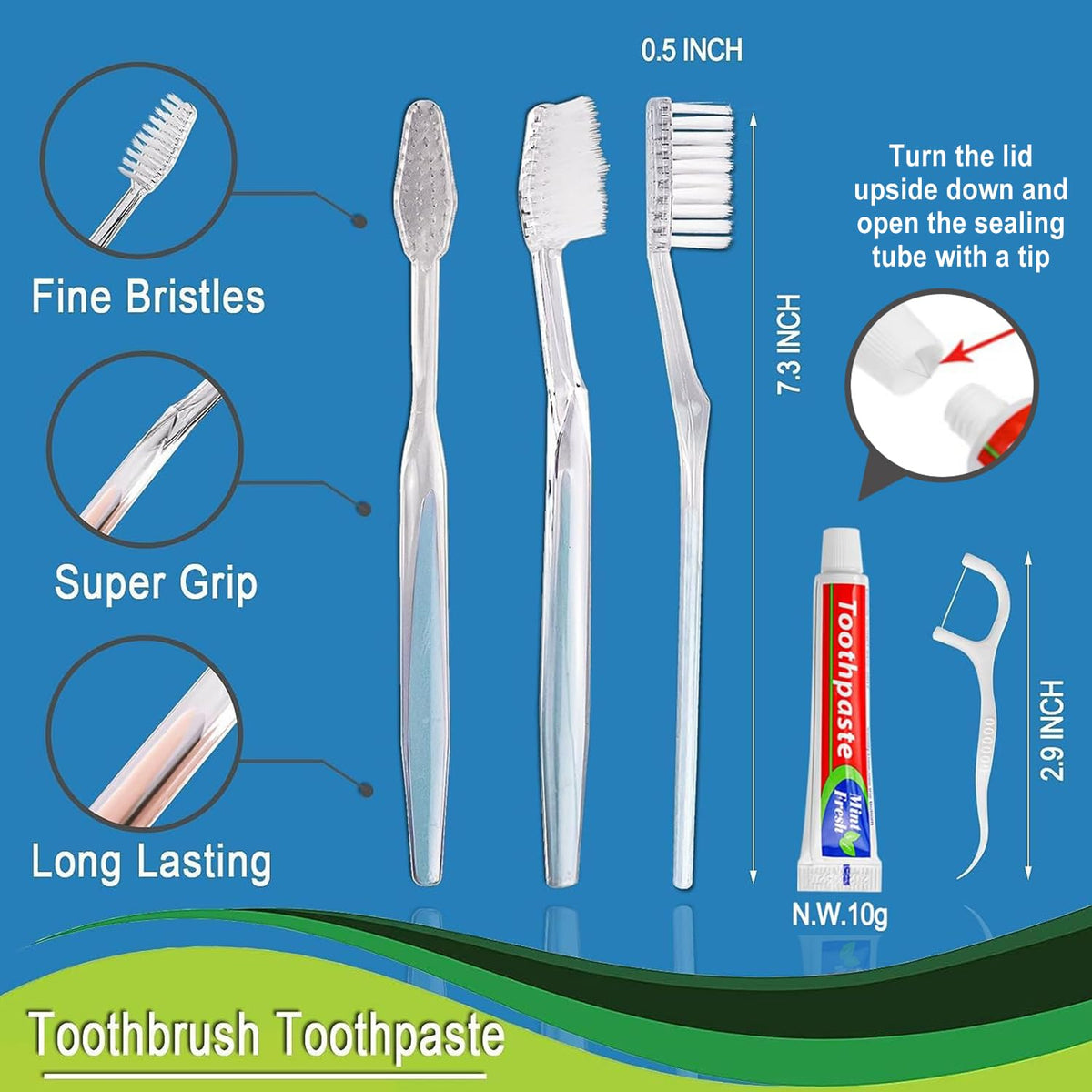200pcs Disposable Toothbrushes with Toothpaste Floss 2 - HQSLsund Official Imagery - 3