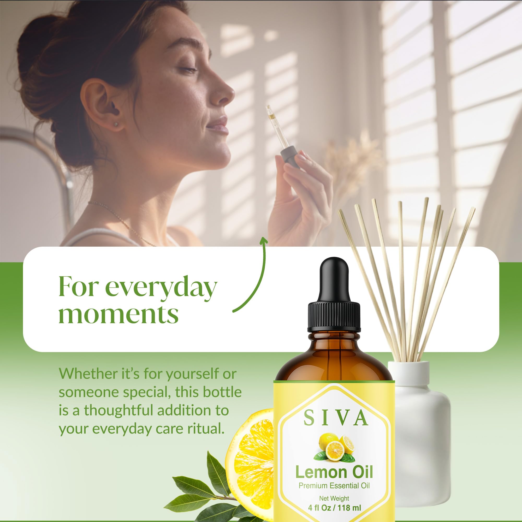 SIVA Organics Lemon Essential Oil 4oz | Glass Bottle