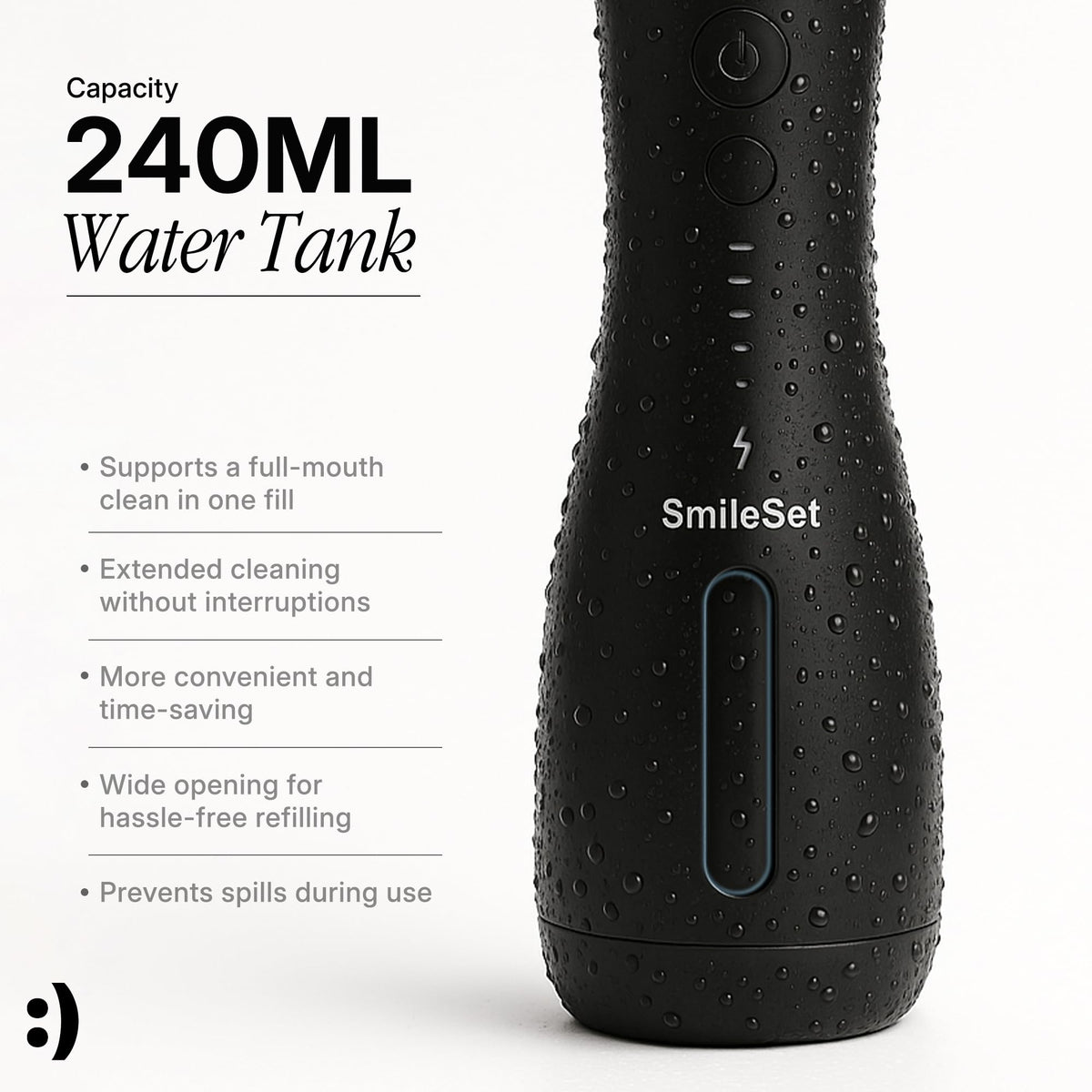 SmileSet Premium Handheld Water Flosser 240ml Cordless Oral - SmileSet Official Imagery - 7