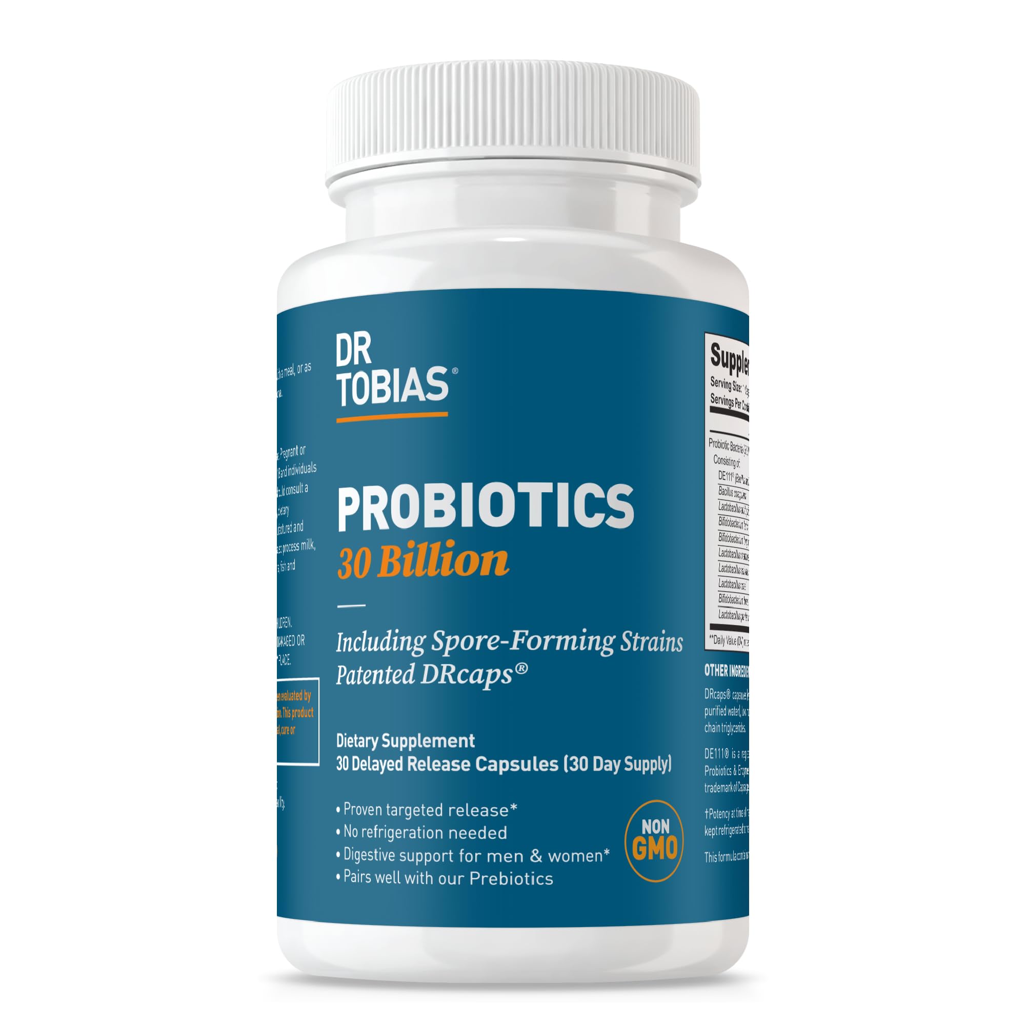 Dr. Tobias Probiotics 30 Billion CFU 30 Capsules | Gut Health Support