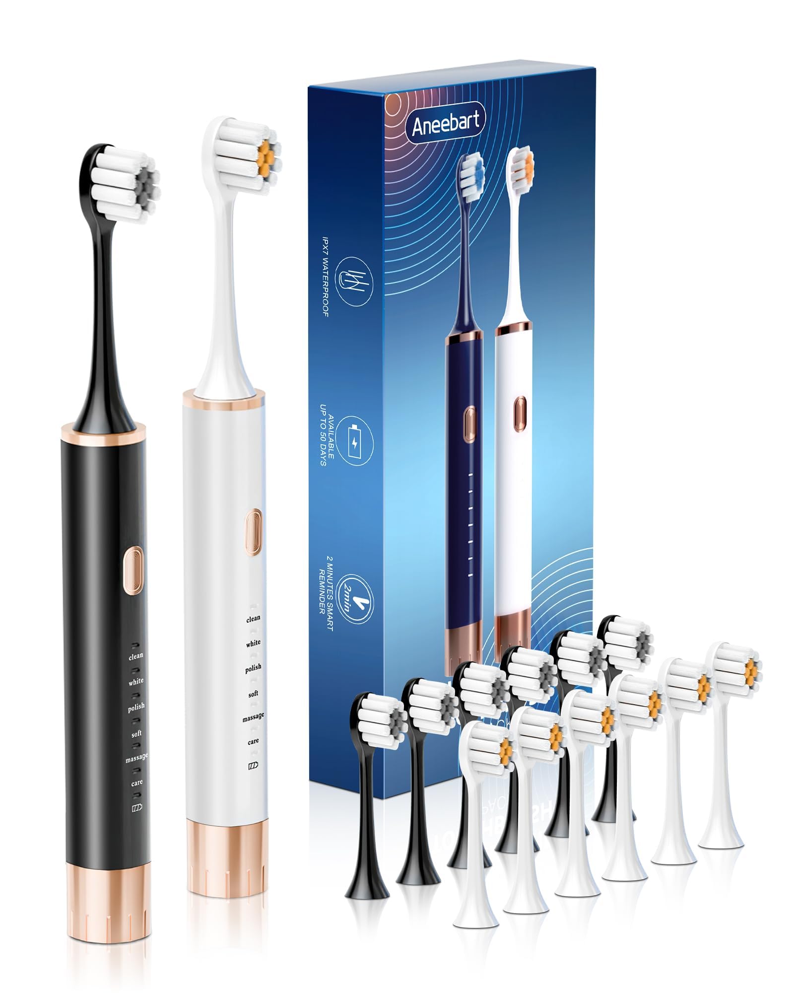 Aneebart Sonic 2 Pack Electric Toothbrush for Adults, Travel - Product Imagery