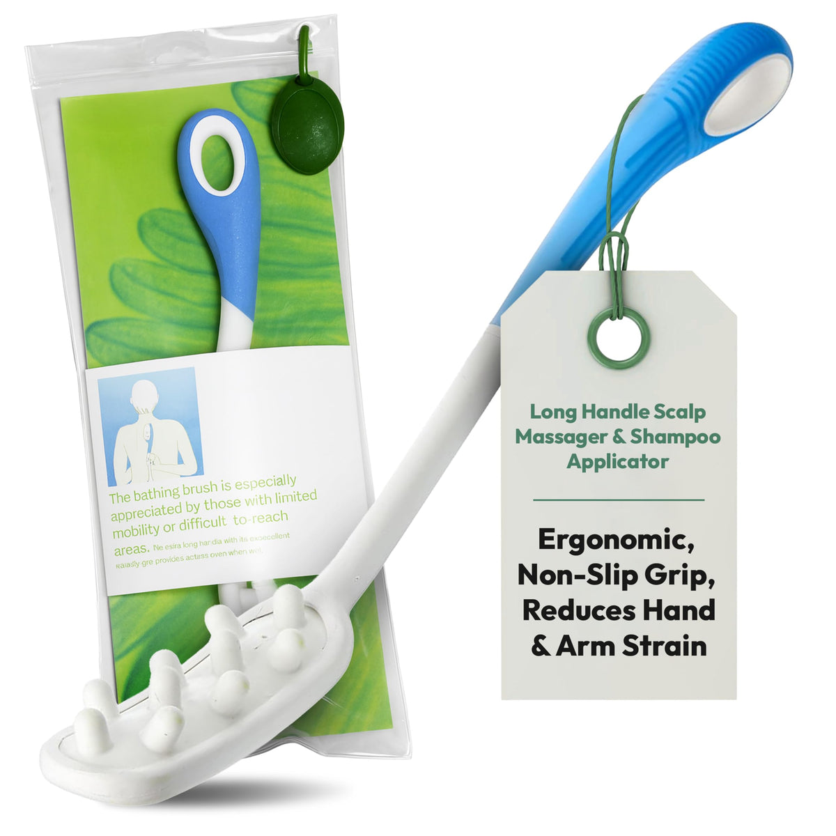 Etac Beauty Long Handle Hair Washer, Scalp Massager and Shampoo Scrubber – Einfarbig, Plastic