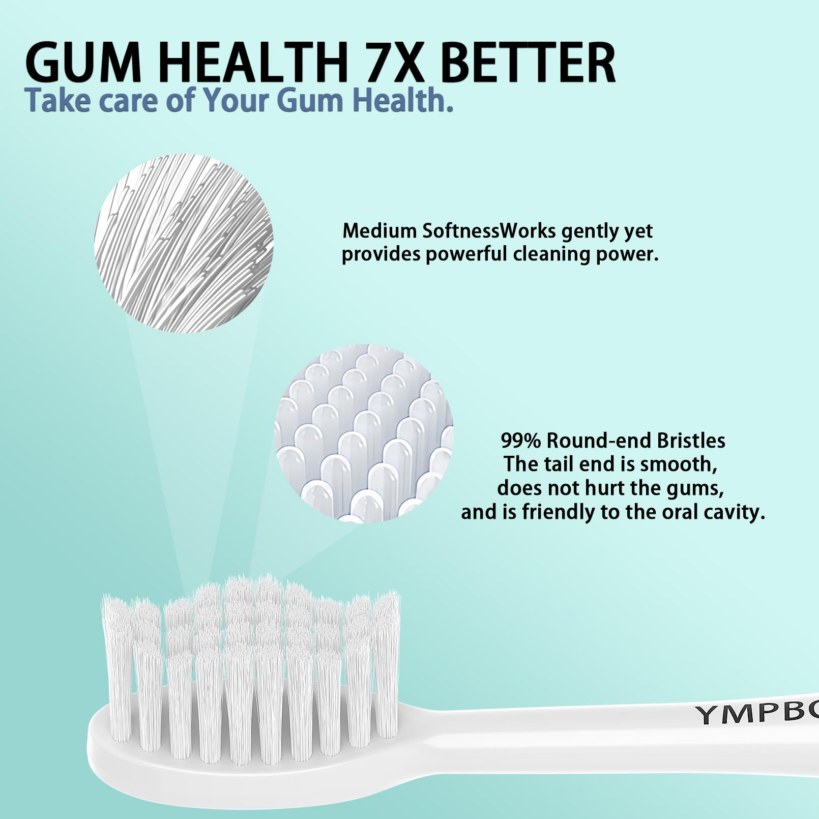 YMPBO toothbrush replacement heads for TAO Clean electric toothbrush, 10-pack, with soft bristles and compatible design.