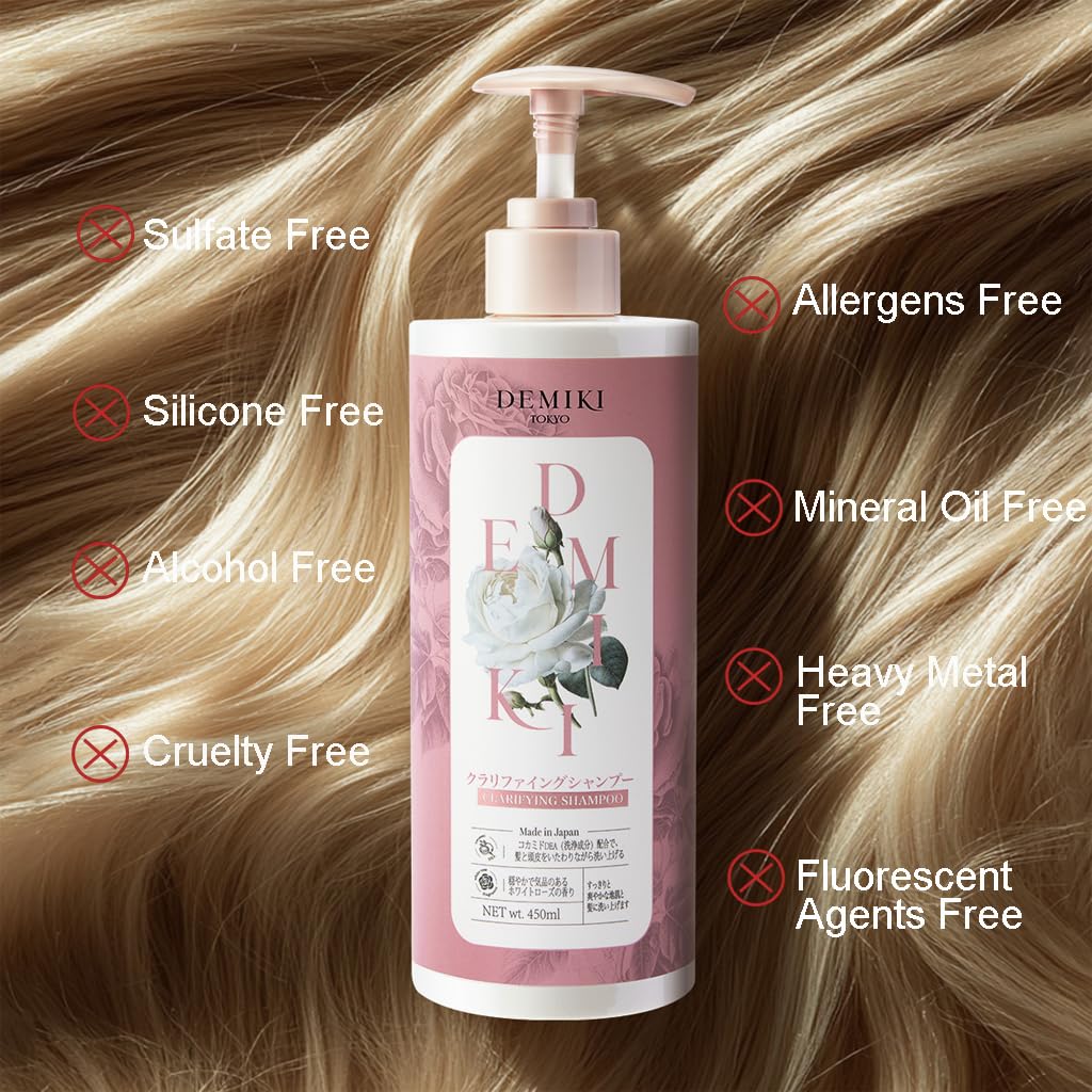 DEMIKI Japanese Shampoo and Conditioner Set for Women,Sulfate Free Shampoo for Oily Hair,Paraben Free, Sulfate Free, Ros
