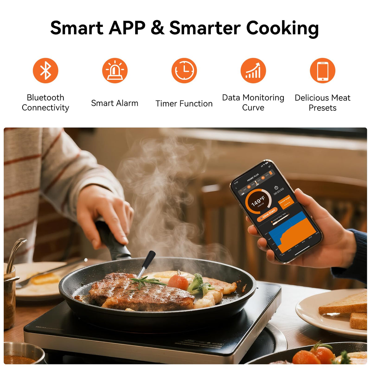 Wireless Meat Thermometer Smart APP Rechargeable Christmas - Newise Official Imagery - 3