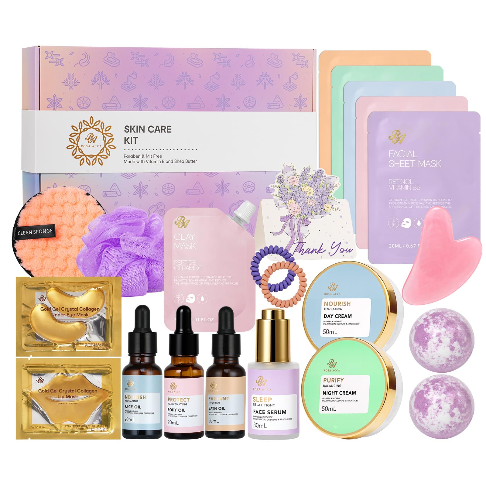 Gifts for Women, 23 Pcs Hydrating Face Skin Care Set, Spa Gifts - Product Imagery