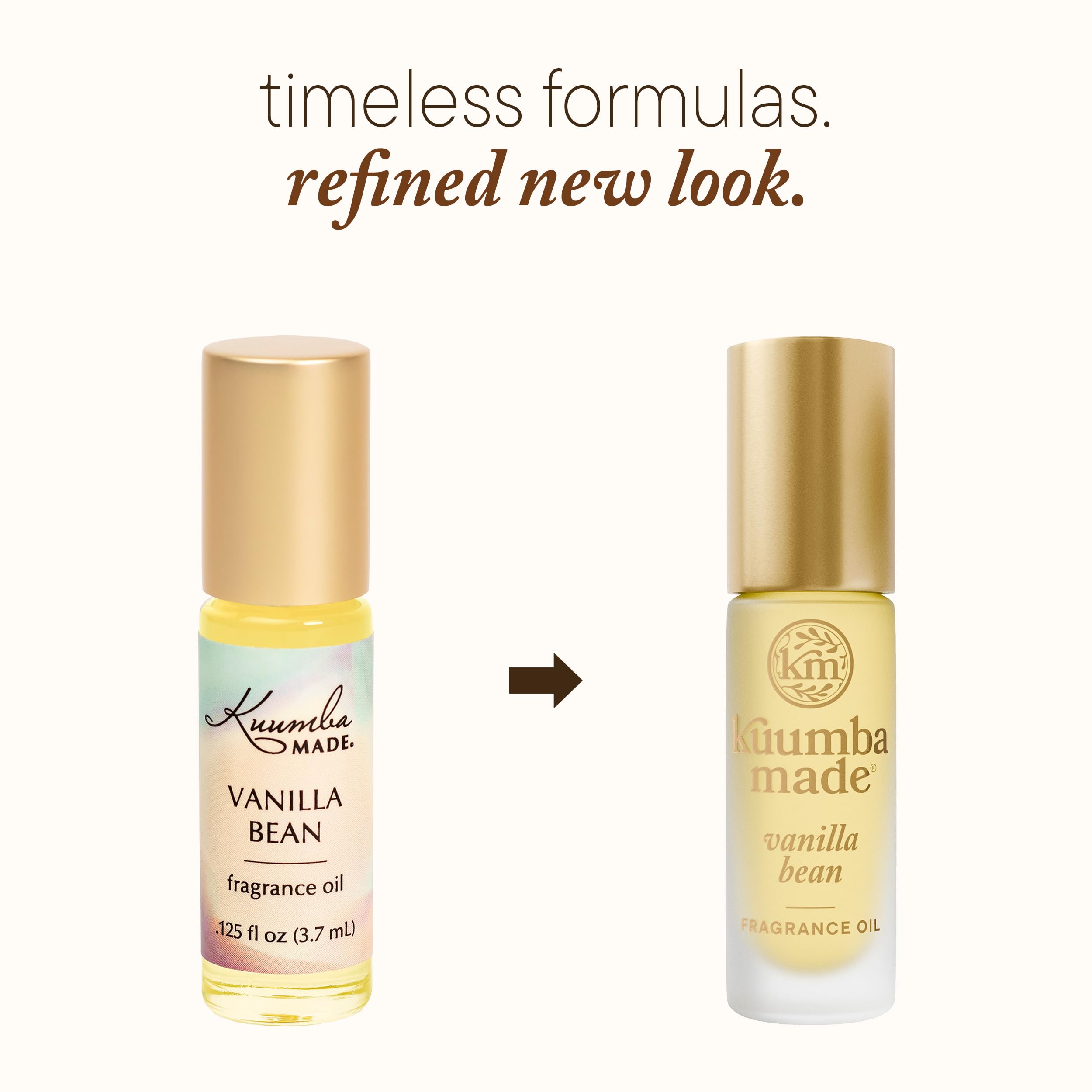 Kuumba Made Vanilla Bean roll-on fragrance oil in 0.15oz bottle, featuring a smooth, natural vanilla scent for personal use.