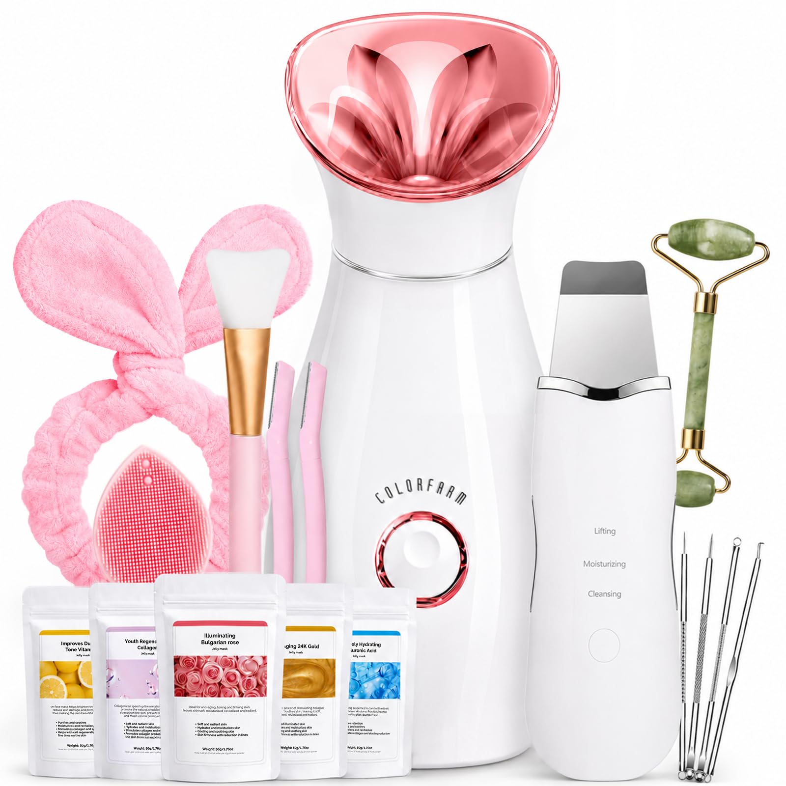 Colorfarm Facial Steamer Spa Kit with 17 Skin Care Tools for - Product Imagery