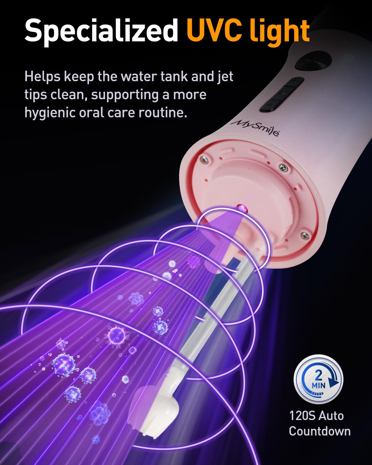 MySmile LP221 Cordless Water Flossers for Teeth w UVC Light - MySmile Official Imagery - 6
