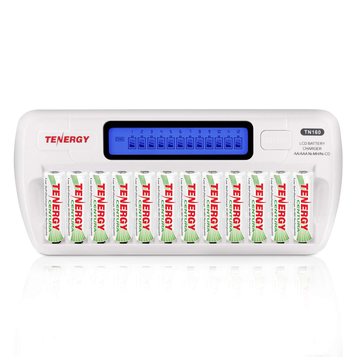 Tenergy 12 Pack Centura AA Rechargeable Batteries and TN160 - Tenergy Official Imagery - 2