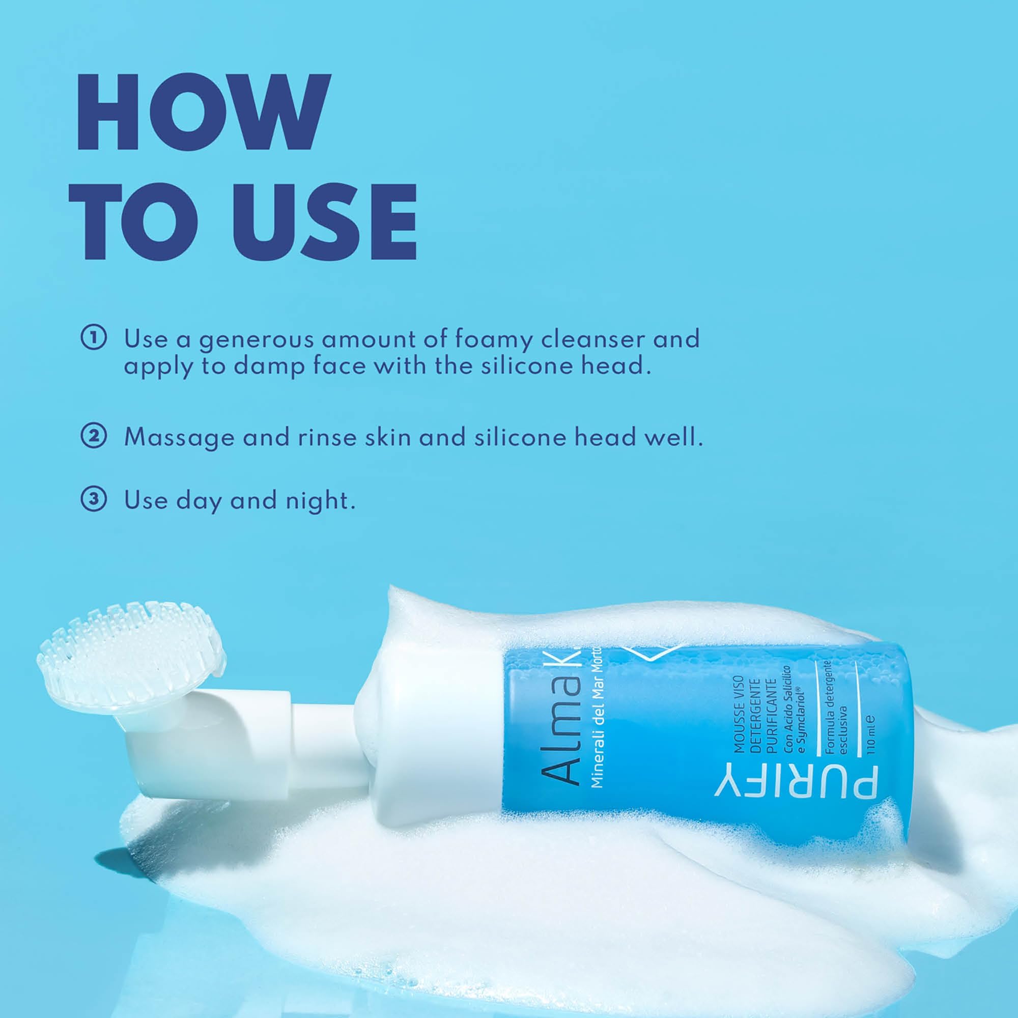 ALMA K Pore Cleansing Foaming Mousse face cleanser for women, hydrating with salicylic acid, 3.4 oz, gentle facial wash in a foam bottle