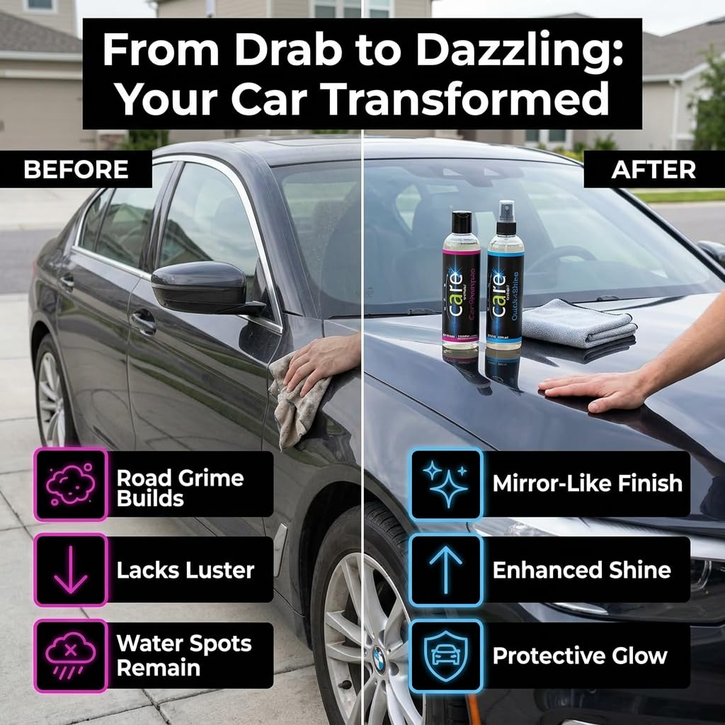 Cilajet Travel Kit, Automotive Car Accessories and Cleaning Supplies, 4-Piece Set with Car Shampoo and Quick-Shine Polis