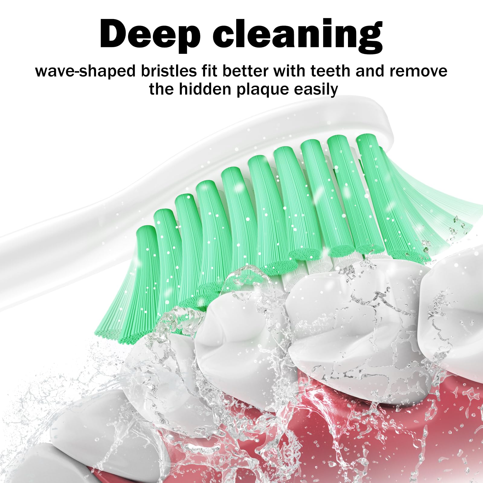 Six HAPPYMOMO Philips Sonicare replacement toothbrush heads for E-Series, Essence, Xtreme, Elite, Advance, and CleanCare models.