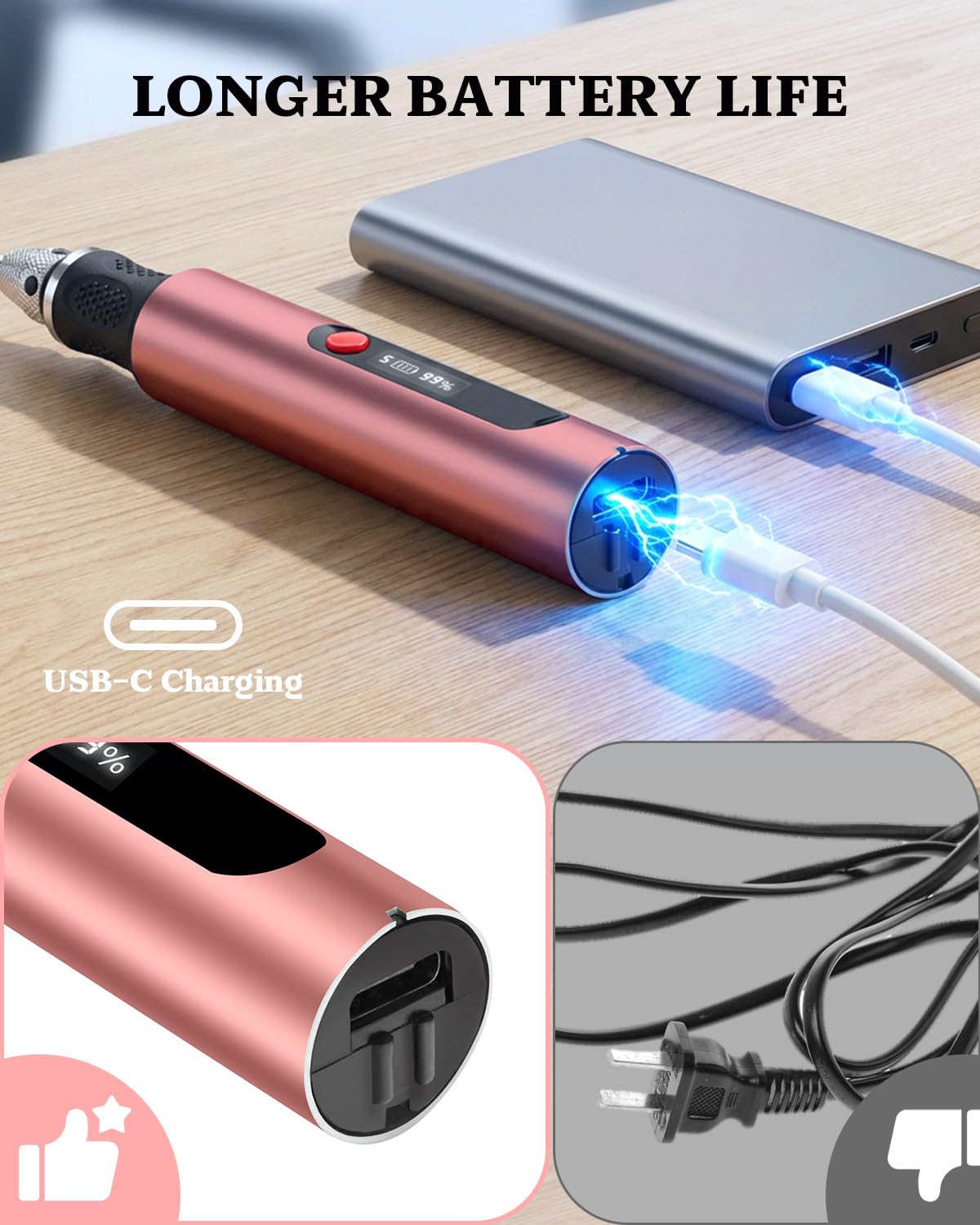 vueowcue Cordless Engraving Pen with LCD Display & Anti-Slip Grip,31 Bits & 5 Speeds, Electric Engraving Tool Kit for Al
