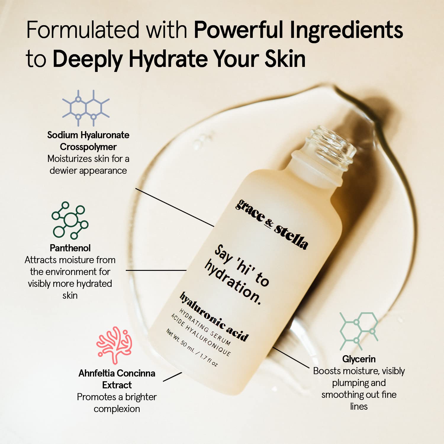grace & stella Hyaluronic Acid Serum Vegan Anti-Aging 50ml