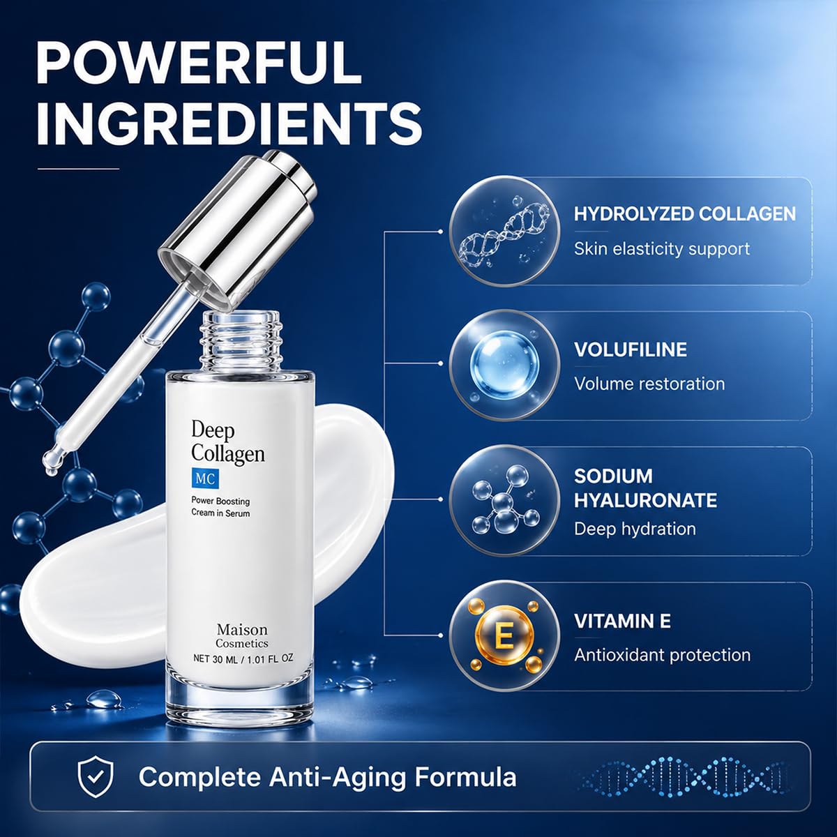 Zorveth Maison Cosmetics Deep Collagen Volufiline Serum for Face, Korean Plumping & Firming Facial Serum with Hydrolyzed