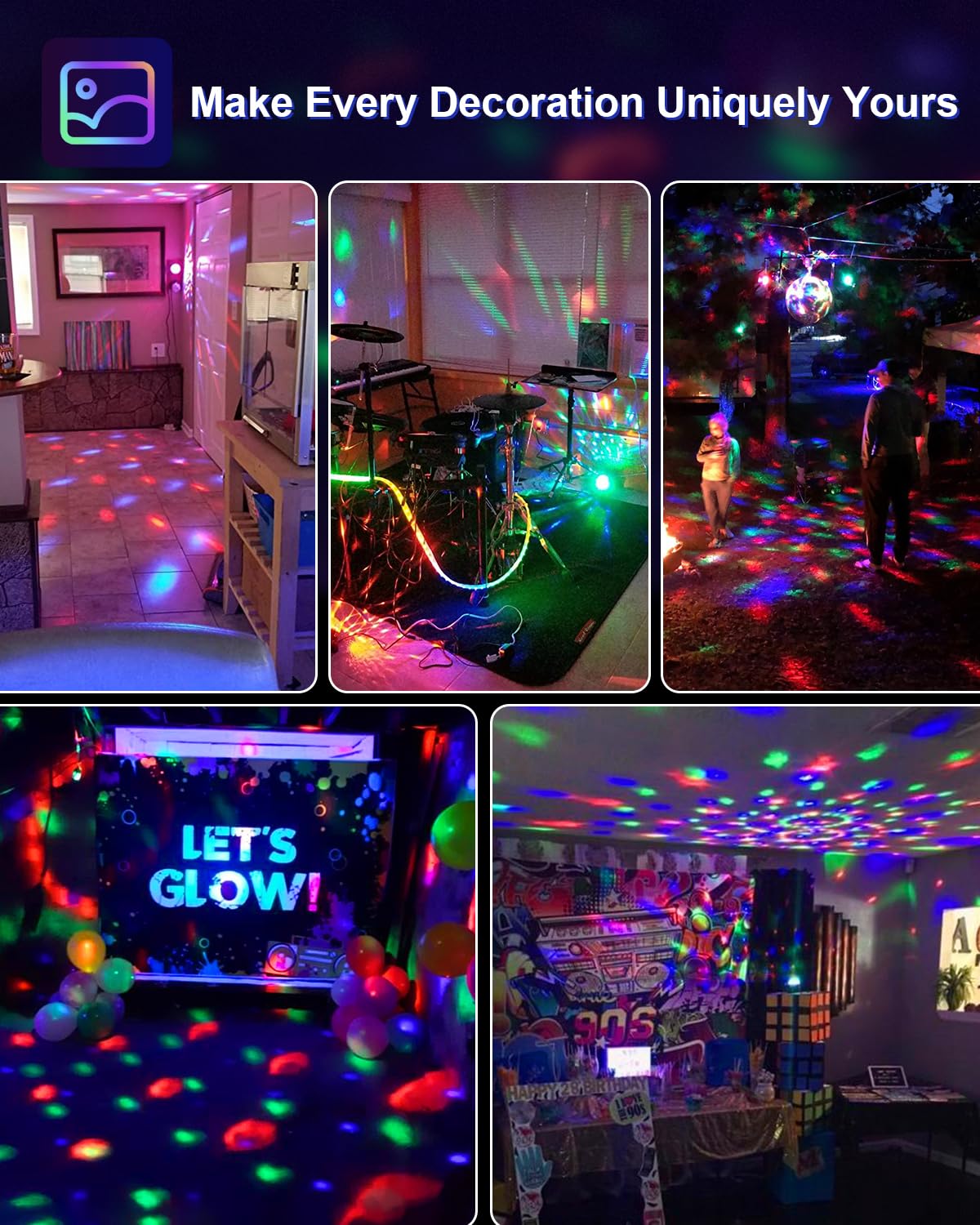 Luditek 4-Pack Sound Activated Party Lights with Remote Control Dj Lighting, Disco Ball Light, Stage Lamp Strobe Light f